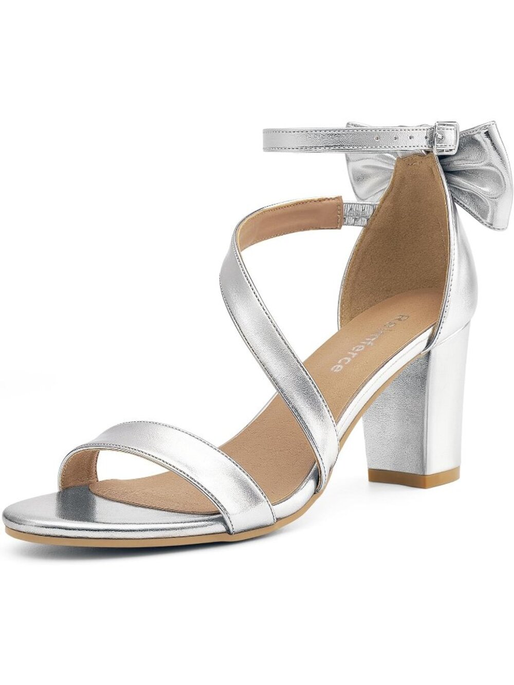 Women's Silver Faux Leather Comfortable Cute & Comfy Wedding Stylish Heel Sandal